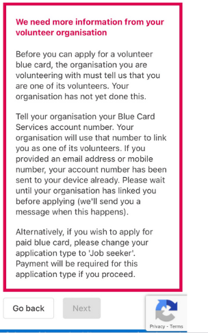 blue card message